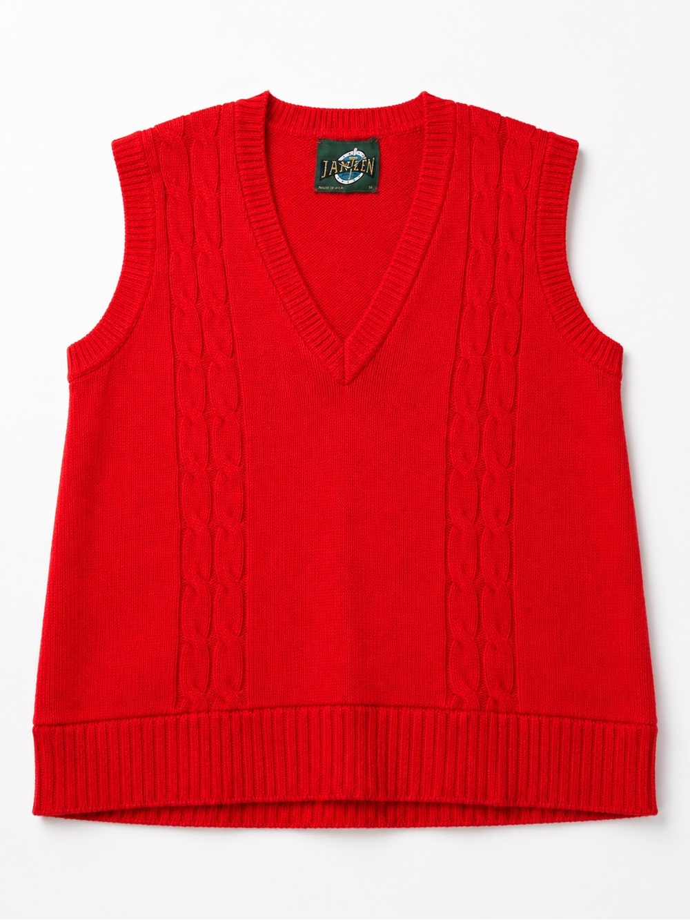 Vintage JANTZEN Cableknit red wool sweater vest 

size medium (men's)